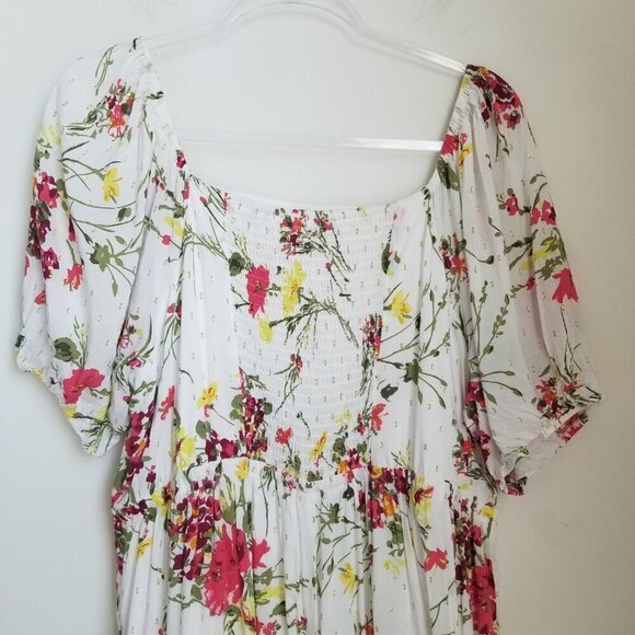 Women's Floral Fairy Boho Cottagecore Peasant Tiered Midi Dress Plus Curvy Sz16 - Picture 7 of 16